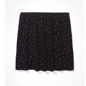 Floral Black Slit Mini Skirt